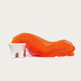 African Net Sponge, African exfoliating net Sponge, Ethically sourced real african Exfoliate Porous Hygiene Dries Quickly:_Bright Orange