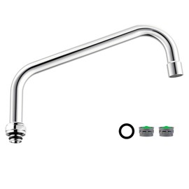 10” Swivel Swing Nozzle Spout for Commercial Kitchen Sink Faucet,Stainless Steel Add-on Spout Fits for 1 or 2 Bay Compartment Sinks, with Two 2.2gpm Aerator