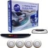 Dolphin Automotive DPS455 Reverse Parking Sensors In 32 Colours 4 Ultrasonic Radar Sensors Kit Audio & Rear Roof Mounted Display Alert System Matt & Gloss Black +30 More Colours (Silver)