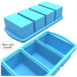 Zip Standing Silicone Freezer Trays with Lid,1-cup Soup Freezer Container large Ice Cube Molds with Reinforced Steel Ring Top for freezing Soup Sauce Broth Leftovers oven Dishwasher -Safe(2-Pack)