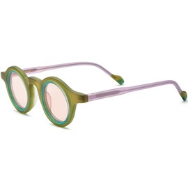 HEPIDEM Acetate Vintage Retro Round Polarized Sunglasses for Women UV400 UV Protection Sun Glasses 9267 (9267 Matte Green Tea, 38)