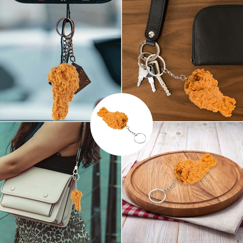 PEUTIER Realistic Fried Chicken Leg Keyring, Creative Imitation Food Key