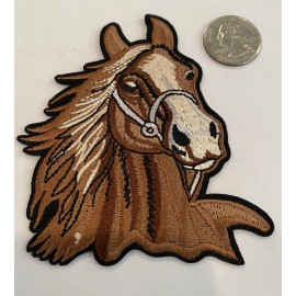 Unbranded RACE  HORSE HEAD Embroidered Iron on Patch 4"x3" Brown! Beautiful!