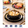 LOVECASA 12 Pieces Plates and Bowls Sets, Porcelain Black and