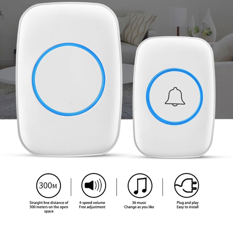 Wireless Doorbell Waterproof Wireless Chime Door Chime with 3 Volume