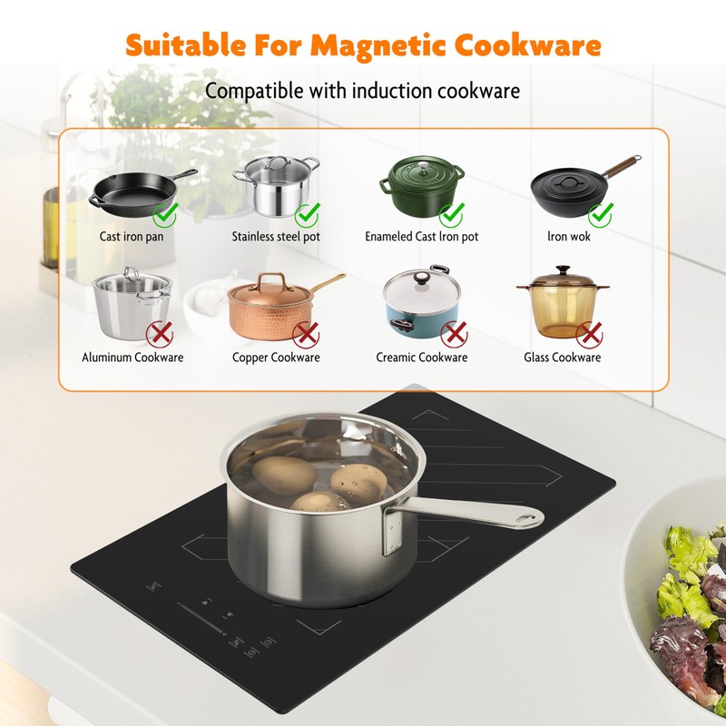 MOCIFI 12 Inch Induction Cooktop 2 Burners, 1700W Built-in &
