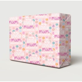 2 Sheets 2 Tags Mother's Day To My Lovely Mum With Colourful Daisy Design On Pink Background Wrapping Cute and Fun Gift Wrap For Mum Mummy (PA)