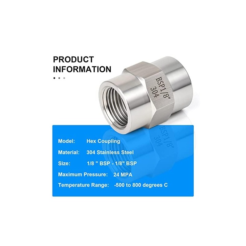 ERGAOBOY 2 Pcs 1/8" BSP Female Thread X 1/8" BSP