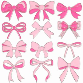 Landical 12 Pcs Pink Bow Brooch Pins for Women Bow Tie Enamel Pins Teacher Mother's Day Party Favors Brooch for Wedding Graduation Dress Suit Shirts Accessories Gifts