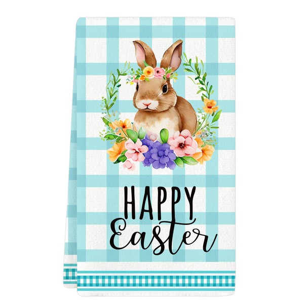 SICOHOME Happy Easter Bunny Rabbit Kitchen Dish Towel 15.5 x