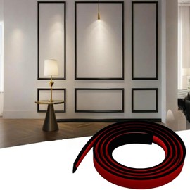 Matte Black Flexible TPE Peel and Stick Wall Trim, 20FT Self Adhesive Decorative Molding Strip for Walls & Doors, Waterproof Removable Trim, DIY No-Tools Installation