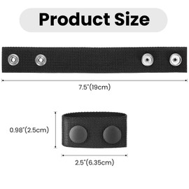 6 Pcs Tactical Nylon Duty Belt Keepers with Double Snaps, Fits 2" to 2.25" Wide Belts, Police Military Belt Accessories, Black