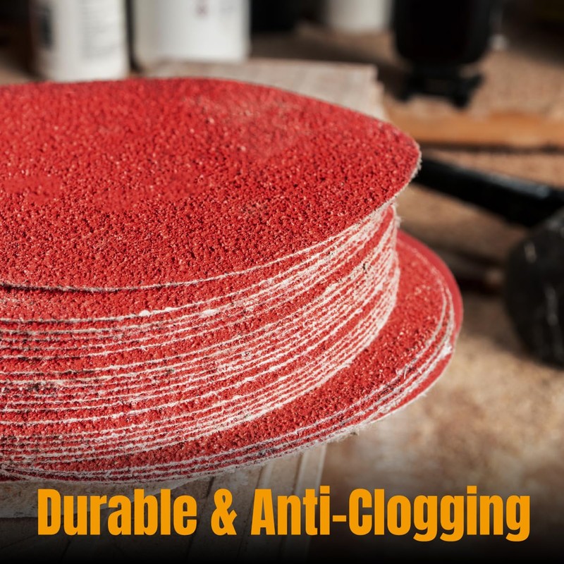 POWERTEC 10 PCS 80 Grit 9 Inch PSA Sanding Discs,