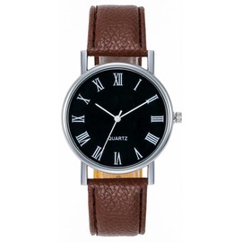 LsvtrUS Men Watches Fashion Casual Leather Band Simple Analog Quartz Wristwatches for Men Unisex Dress Watch for Any Event, Brown, QN022