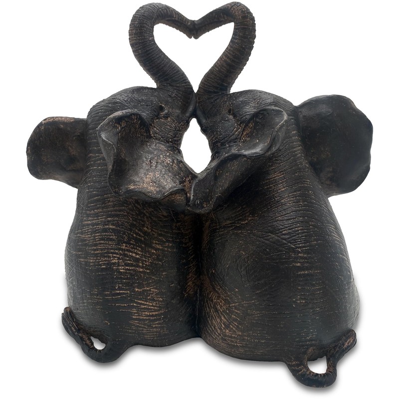 Objectz Elephant Couple Figurine - Two Loving Elephants with Heart