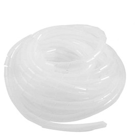 GTIWUNG Cable conduit, spiral band, cable protection, flexible spiral hose, cable organisation, white, transparent, 8 mm diameter and 12 m length