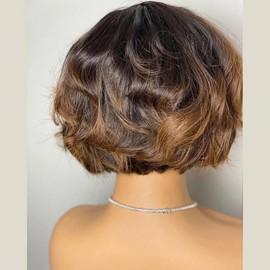 ten chopsticks HD Invisible Transparent Lace Front Human Hair Wig Short Bob Wig Ombre 1B/30 Brown Color Body Wave Wig 13x4 Lace Front Human Hair Wig For Black Women 150 Density Brazilian 10 Inch