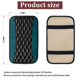 Moly Magnolia Car Center Console Cushion Pad, Universal Leather Waterproof Armrest Seat Box Cover Protector,Comfortable Car Decor Accessories Fit for Most Vehicle SUV (Blackish Green)