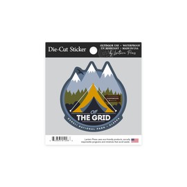 Die Cut Sticker Denali National Park, Alaska, Off The Grid, Tent, Contour Vinyl Sticker 1 to 3 inches (Waterproof Decal for Cars, Water Bottles, Laptops, Coolers), Small