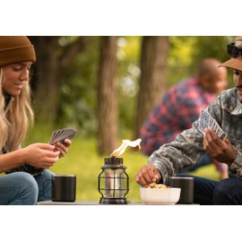 TIKI Tabletop Metal Torch Lanterns, 2-Pack – Stylish Outdoor Tabletop Torches for Patio, Garden & Backyard, Decorative Torch with Fiberglass Wick & Snuffer, Black