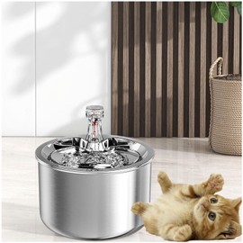 Stainless Steel Water Fountain, Feline Water Fountain, 2L/67OZ Food Grade Stainless Steel,Mute,Easy to Use Cat Water Fountains, Suitable for Kittens and Dogs