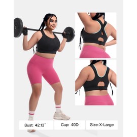 VFUS Adjustable High Impact Sports Bras Molded Cup Plus Size Bra for Large Bust Women Running Workout Gym Fitness (3X-Large, Black)