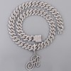 PTJDSMF Gold Silver Plated Initial Cuban Link Chain Necklace for