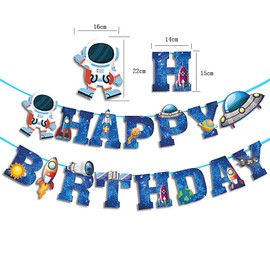 Outer Space Theme Birthday Banner Happy Birthday Galaxy Party Sign, Outer Space Theme Decorations, Astronaut Baby Shower Supplies