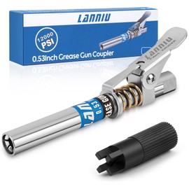 LANNIU Grease Gun Coupler, Strong Lock & Extra Reach Grease Coupler, Heavy Duty 12000 PSI Quick Release Grease Gun Tips, Compatible with All Grease Guns 1/8" NPT Fittings