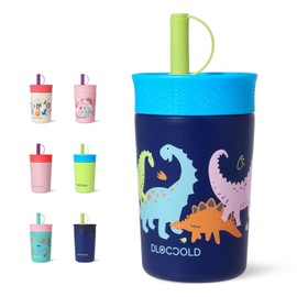 DLOCCOLD 12 oz Insulated Stainless Steel Straw Tumbler, Reusable Sippy Cup With Leak-Proof Spill Resistant Flexible Straw Lid, Cups, Easy to Clean, Water Bottle, Great for Travel, Home