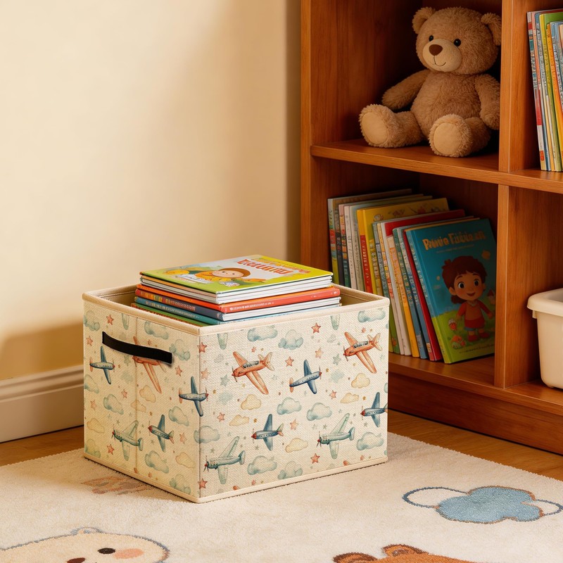 OTOUO Airplane Storage Bin, Toy Book Clothes Organizer, Cartoon Nursery
