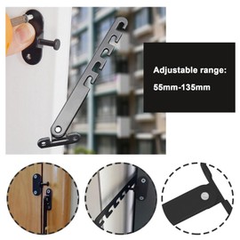 Micro Traders 2pcs Adjustable Window Limiters Adjustable Window Stopper Window Buckle Limiter Window Tilt Regulator for Casement Doors Windows, Black
