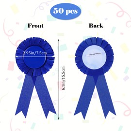 COMNICO 50pcs Blank Award Ribbon Rosette Set, Satin Rosette Participation Honorable Badge Prize Ribbon Winner Victory Recognition Ribbon Award Medal for Classroom Prize Sport Event Talent Show