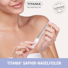 TITANIA® Solinger Saphir Nagelfeilen Set – 4 Doppelt Gewölbte Profi-Nagelfeilen (12/15/17/20 cm) mit Weißem Griff – Passt sich der Natürlichen Nagelform an – Für Maniküre & Pediküre