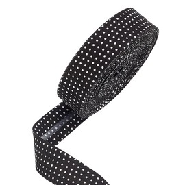 PH PandaHall 22m Double Fold Bias Tape Fabric Bias Binding Tape Seam Binding Tape 2.6cm Wide Black Bias Tape with White Dot Sewing Tape for Crafts Sewing Cloth Piping Seaming