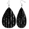Black Camo USA Flag Leather Earrings Set | Lightweight Faux