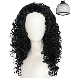 JoneTing Long Curly Wigs for Men Black Curly Wigs Funny Costume Wig