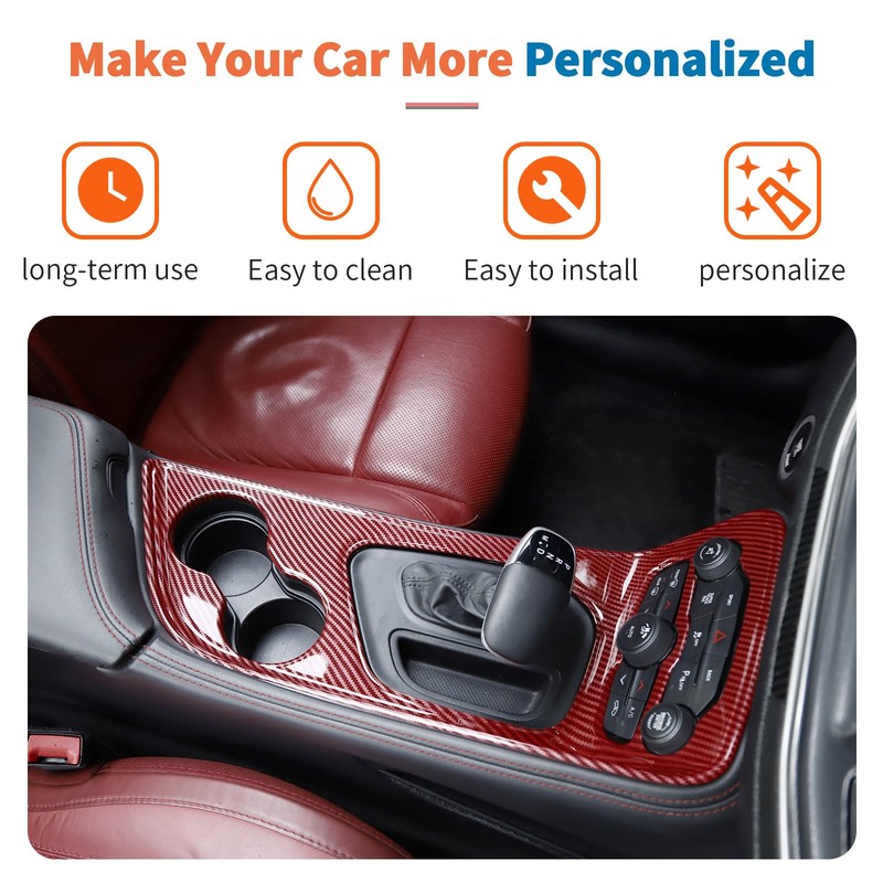 JeCar Red Carbon Fiber Interior Trim Kit Overlay for 2015-2023