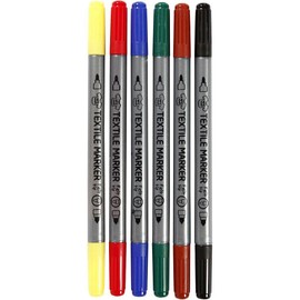 Creativ Company Fabric Markers, asstd Colors