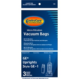 EnviroCare Replacement Micro Filtration Vacuum Bags for GE Uprights Style GE-1 3 Pack