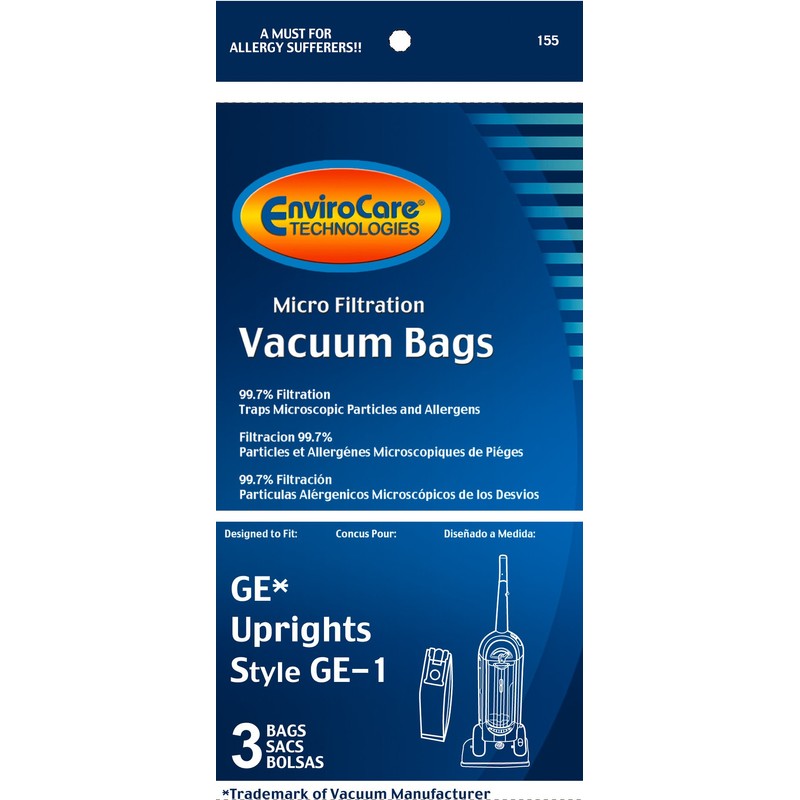 EnviroCare Replacement Micro Filtration Vacuum Bags for GE Uprights Style