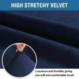 H.VERSAILTEX Stretch Velvet Armchair Cover Couch Covers 1 Cushion Chair Slipcover for Living Room Furniture Cover Crafted from Thick Comfy Rich Velour (Chair 32"-48", Navy)