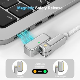 DEWALT Cable de carga magnético tipo C de 6 pies con adaptador USB-A, cable de carga rápida USB-C de 60 W PD, diseño de bobina magnética para un fácil almacenamiento y configuración sin desorden