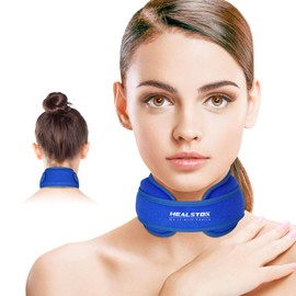 Neck Ice Pack Wrap,Cervical Ice Pack,Cold Compress Ice Packs for Injuries Reusable Cold & Hot Therapy Adjustable Flexible Gel Migraine Ice Head Wrap for Neck Pressure (Blue)