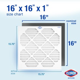 Clorox 16x16x1 Air Filter, MERV 11 Pleated HVAC AC Furnace Air Filters for Dust, Pollen and Pet Dander, MPR 1000 & FPR 7 – Pack of 4