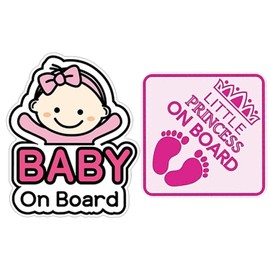 2 Stück Auto-Warnaufkleber, Autozubehör, Autoschilder, Auto-Sicherheitsschilder, wasserdichte Autoaufkleber, Sicherheitswarnschilder, Kinder im Auto-Schilder (Rosa)