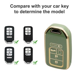 SUNCARACCL for Honda Key fob Cover with Leather Keychain, Soft TPU Full Protection Key Fob Case for Honda Accord Civic CRV Pilot Odyssey Passport Smart Remote Key Shell (Green)