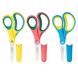 LIVINGO 5" Kids School Scissors: Small Safety Scissors Pointed Tip, Soft Handle Right Left Handedfor Craft, Classroom, Child, Toddler, Assorted Colors, 3 Pack