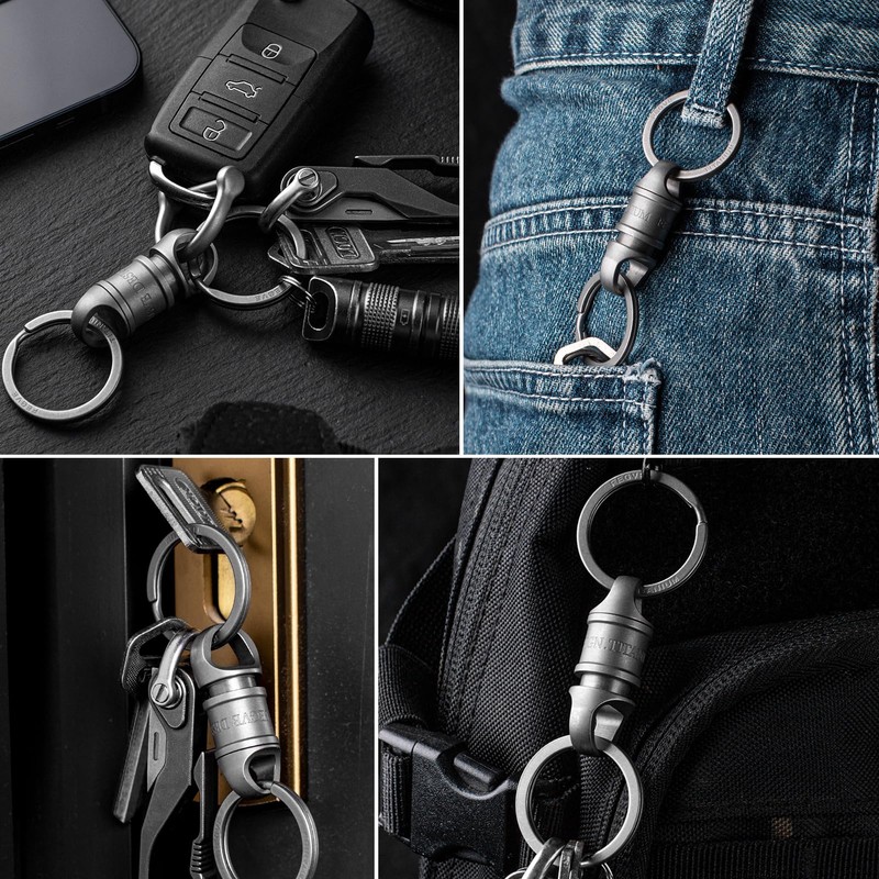 [TISUR] Titanium Key Ring 360° Swivel Connector Breakaway Quick Release