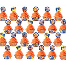 Dart War Cupcake Kit - 48 pieces - 24 Dart War Cupcake Toppers and 24 Cupcake Wrappers - Dart War Party Supplies - Dart War Party Decorations - Cupcake